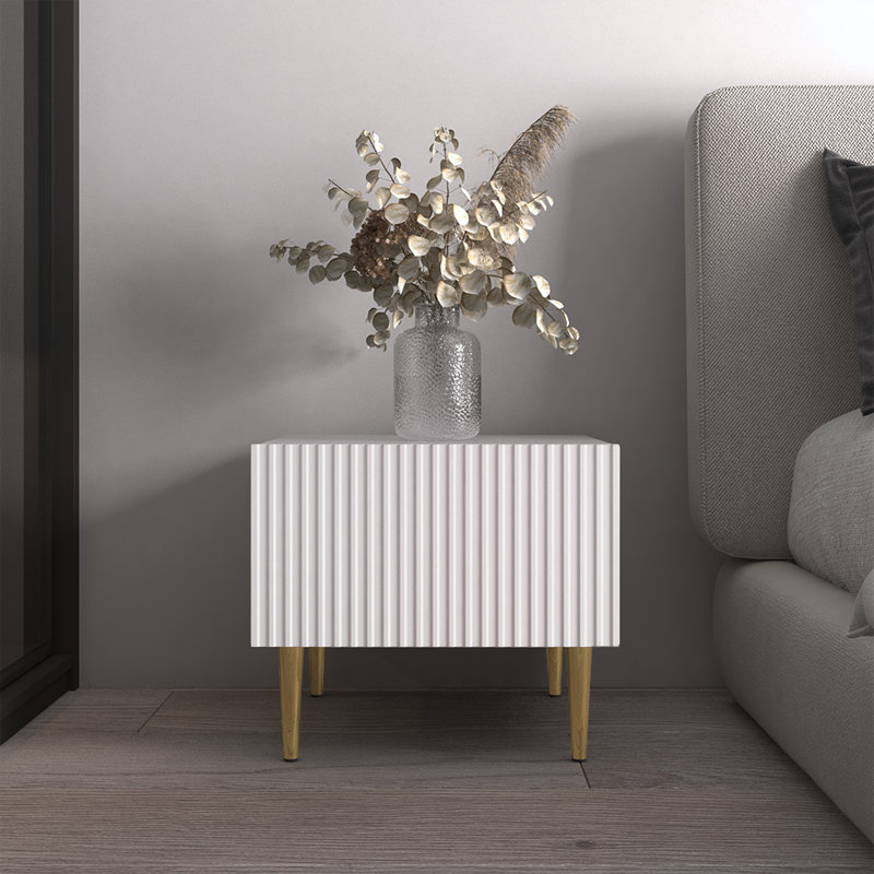 Ayan 15.7" Nightstand with Matte Finish, White