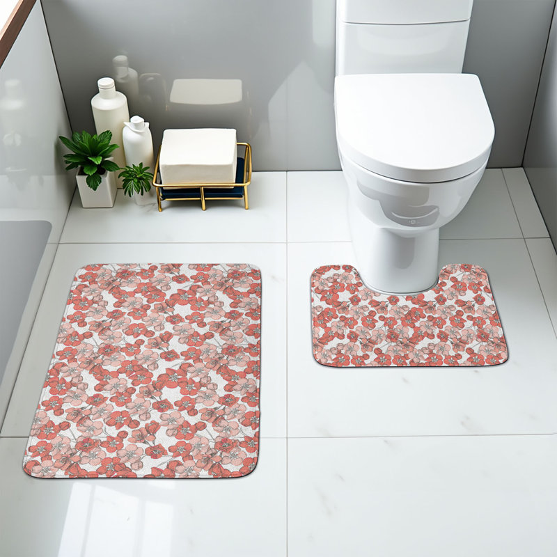  Ensemble de 2 tapis de salle de bain Cherry Blossom