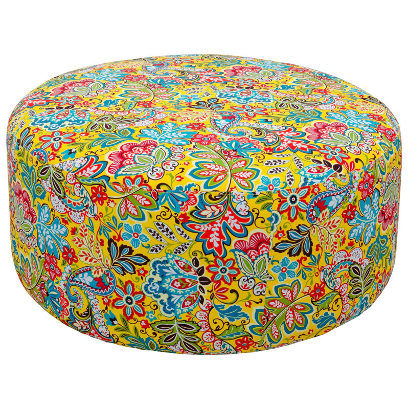 Simmon 90cm W Round Floral Pouffe