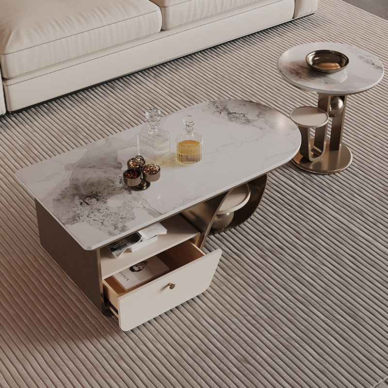 Table basse en pierre frittée, Doré
