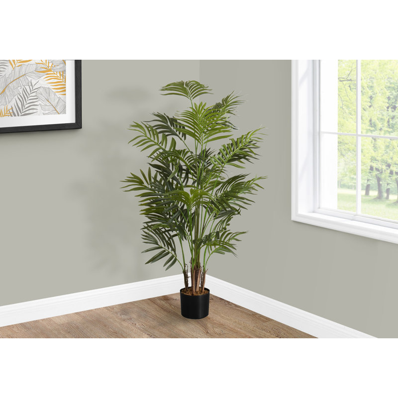 Palmier Aldo, plante artificielle, 11 feuilles de soie réglables, noir, H 47,3 po x l 27,55 po x P 27,47 po