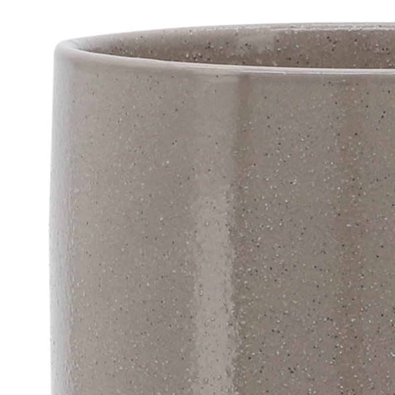 Pot à fleurs en céramique avec support en bambou - Pot moderne avec base surélevée pour l'intérieur, Beige, 1
