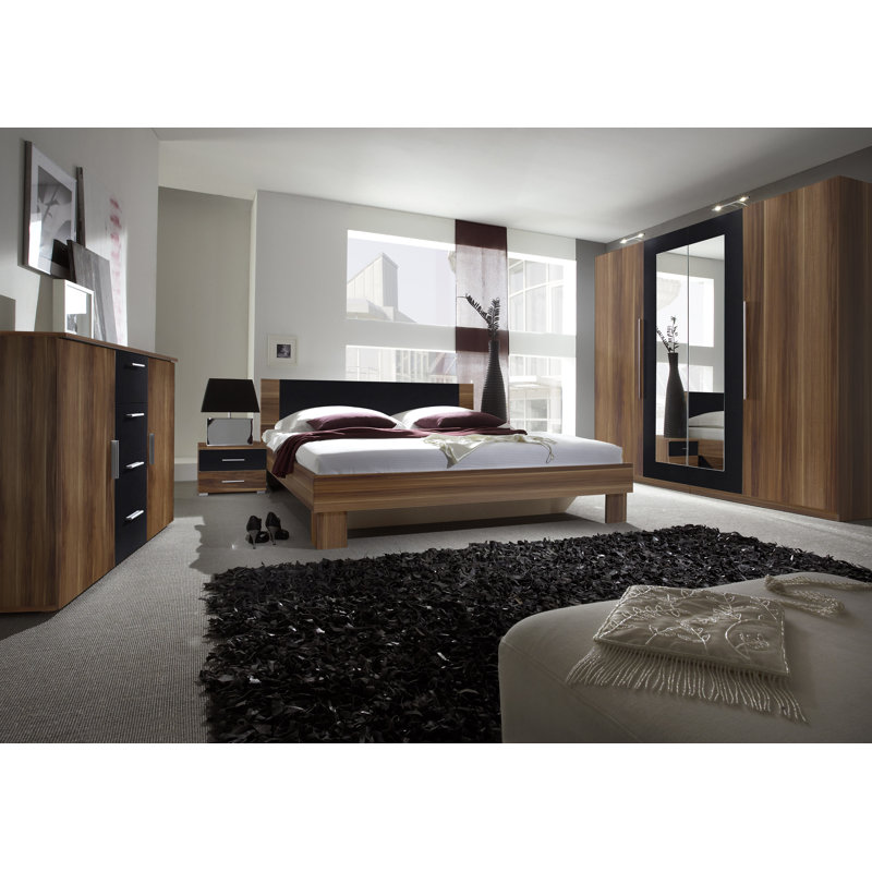 Adlington Piece Bedroom Set, European Kingsize, Red Walnut/Black