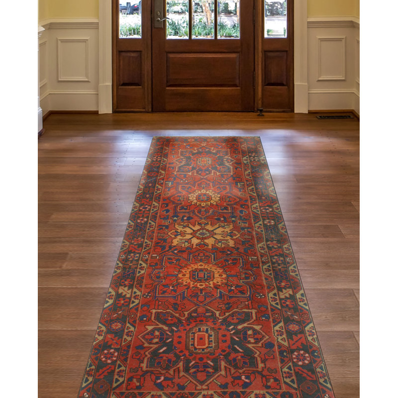 One-of-a-Kind 3'3 x 10'7 New Age Runner Wool Area Rug in Navy and Orange