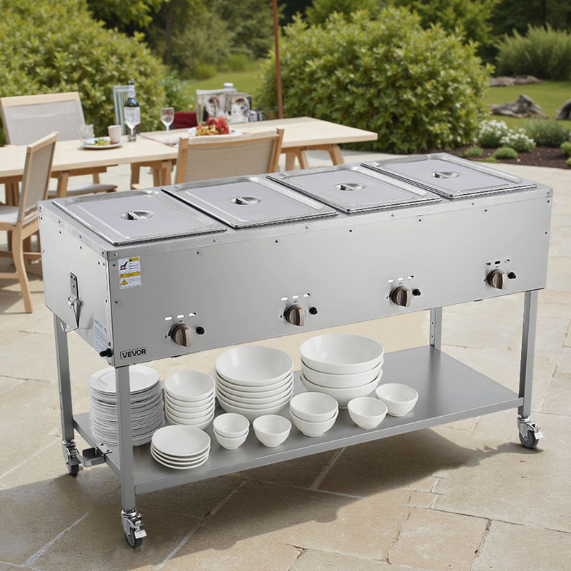 Chauffe-plat commercial à 4 casseroles avec 4 boutons de contrôle de la température