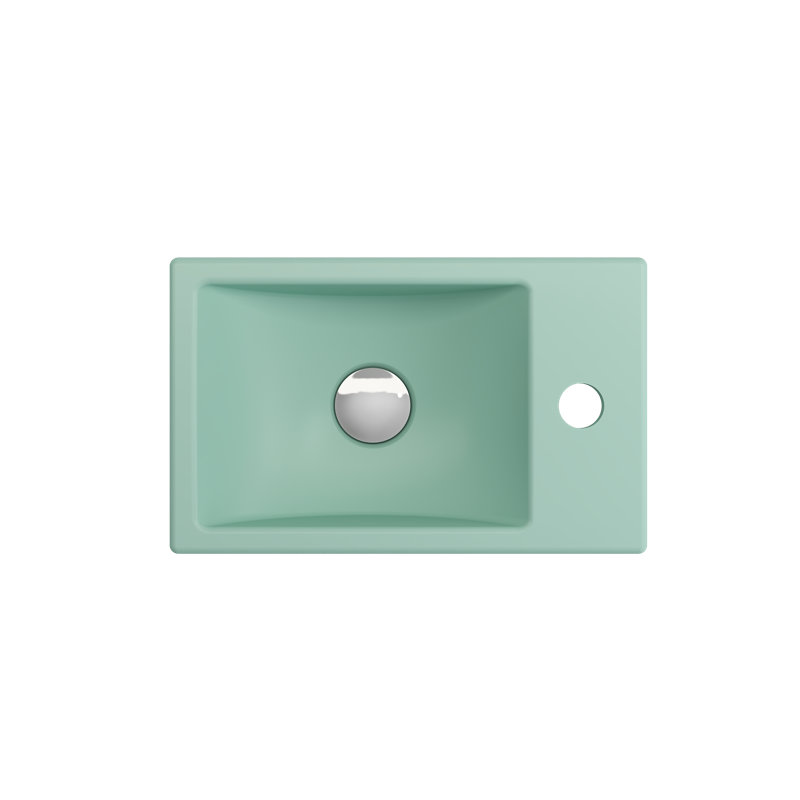 BOCCHI Milano 9.06'' Fireclay Rectangular Bathroom Sink, Matte Mint Green