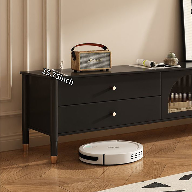 Meuble télé de style français rétro, Noir, noir, noir, noir, 78.74"