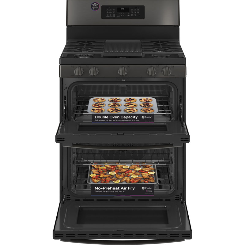 GE Profile™ 30" Sealed Burners Double Oven, Black