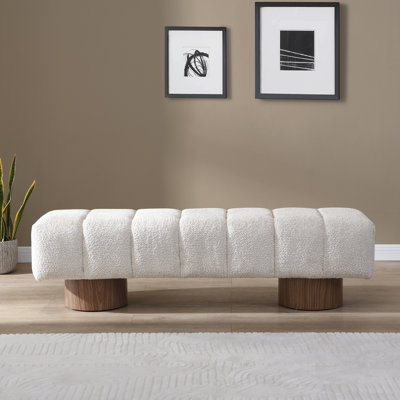 Fausse fourrure beige pour le salon - sans assemblage, capacité de 300 lb, 64 po x 18 po x 16,32 po, siège de chambre tapissier d'entrée requis, longueur 64 po