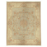 Hand Knotted Wool Oriental Area Rug in Grey And Ivory