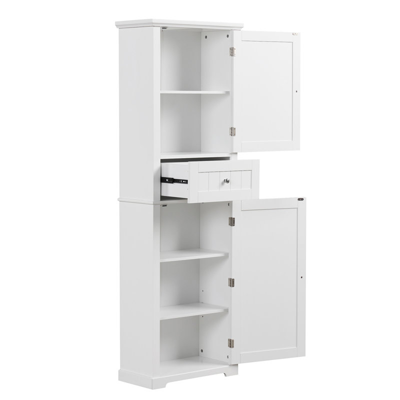 Armoire de rangement de 67,3 po de hauteur avec tiroir et tablette réglable, Blanc