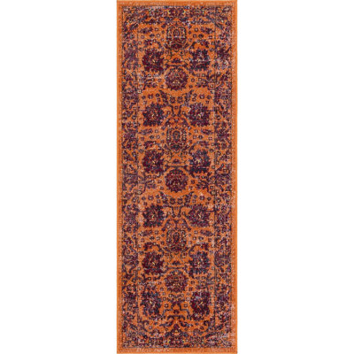  Tapis floral terre cuite