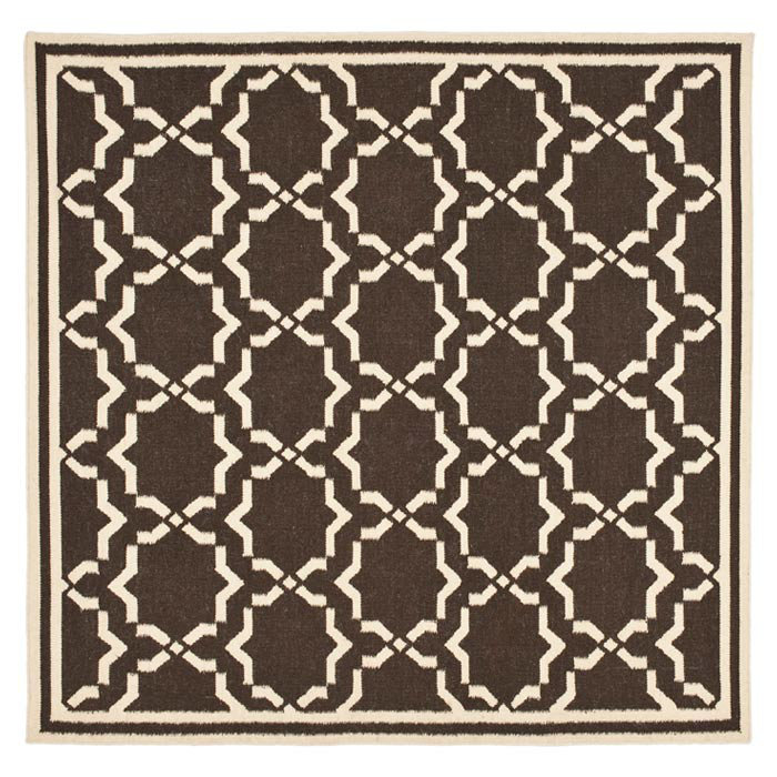 Rodgers Hand Woven Flat Weave Wool/Cotton Geometric Rug in Chocolate