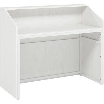 47" Modern White Reception Desk With Counter