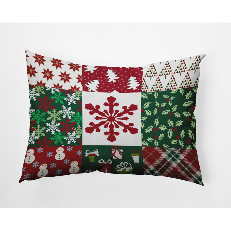 Patchwork Reversible Throw Pillow, 14" x 20", Rectangular