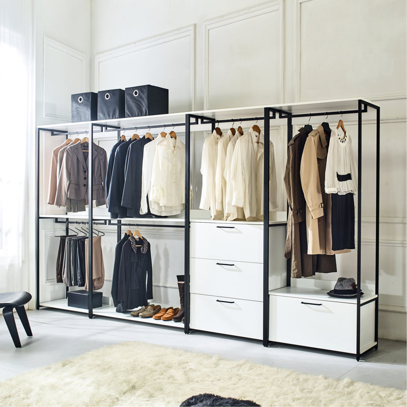 White Cabinet - Extra Deep Drawer Storage, Powder Coated Metal Walk-In Closet With One For Endurance, Water & Heat , Stain Scratch E0 Grade Board, 2X Thicker , Made In , Modular Construction, White,