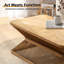 Table basse de style Mid-Century moderne, table d'appoint rectangulaire en bois 43,3 po avec base en bambou tissé - Table basse rustique Boho