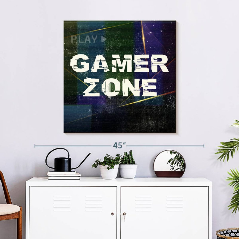 «Video Games Gamer Zone», impression sur toile, H 30 po x l 30 po x P 1,25 po