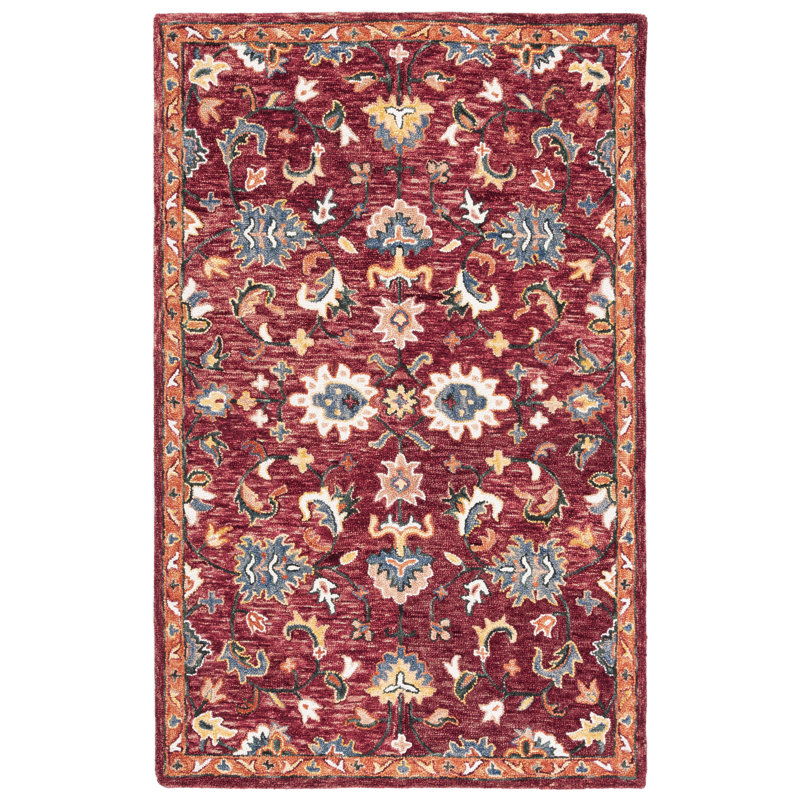 Vahakn Hand Tufted 0.85 Wool 0.15 Cotton Southwestern Rug, Rectangle 4' x 6'