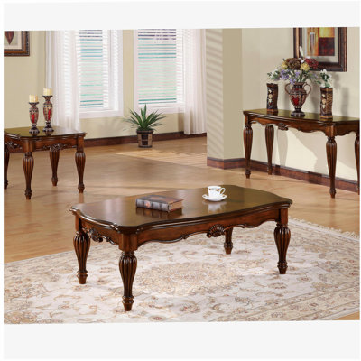 Cherry wood sofa table with curved legs