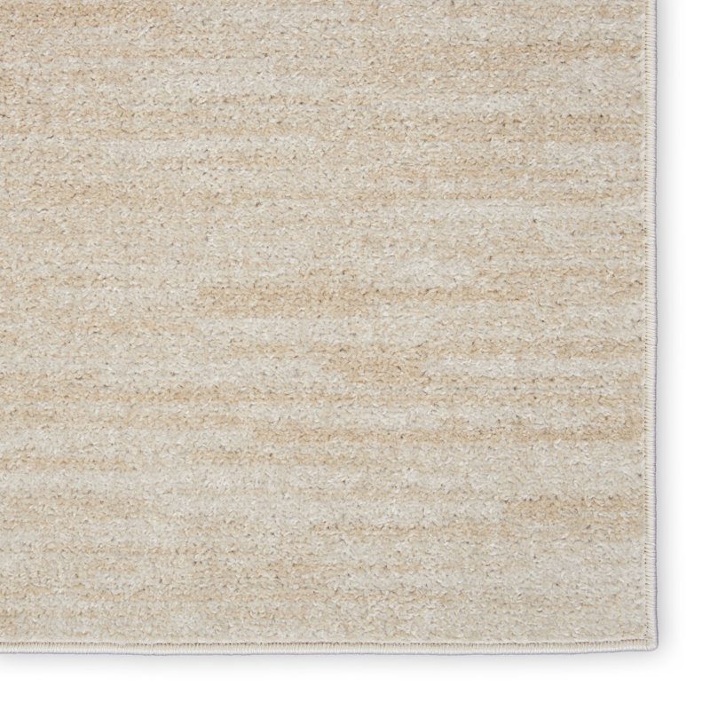 Mullican Sandy Solid Ivory/Beige Easy Care Indoor/Outdoor Area Rug, Runner 2'2" x 18'