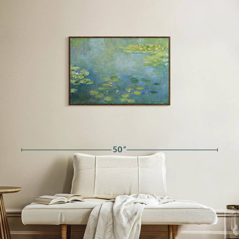 Nymphéas III, 31 po x 21 po, Cadre flottant noyer