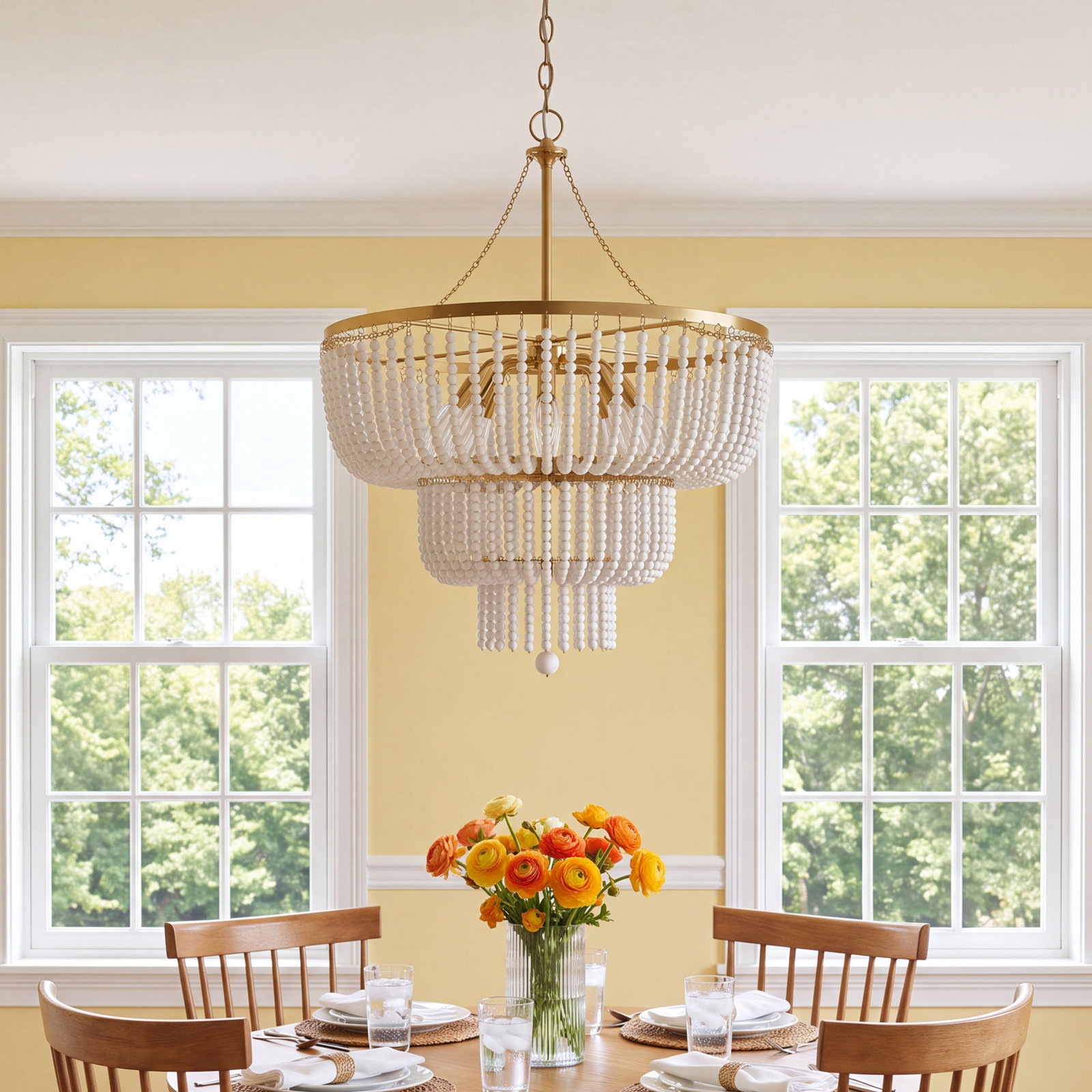 Reeves 6-Light Chandelier, Satin Brass