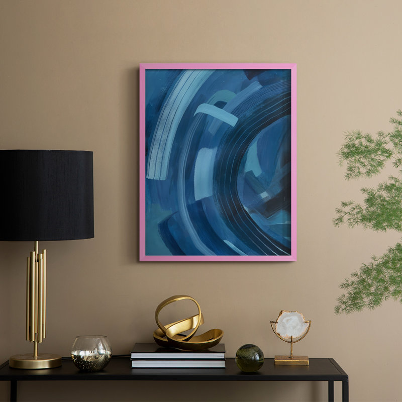 «Blue Sighs II», reproduction encadrée - bois massif, H 11 po x l 9 po, Encadré rose