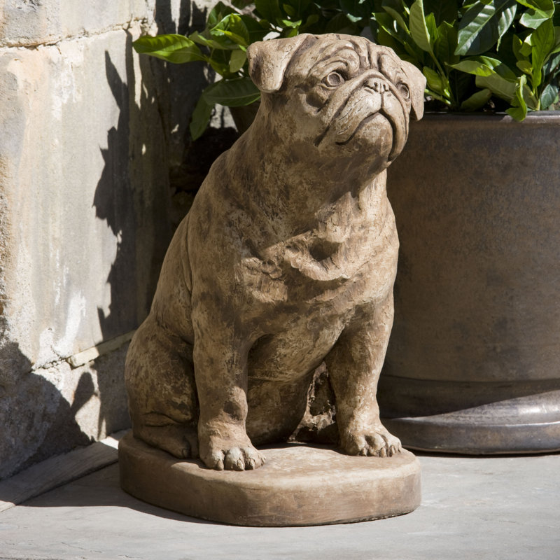 Dog Pug Garden Statue, Alpine Stone