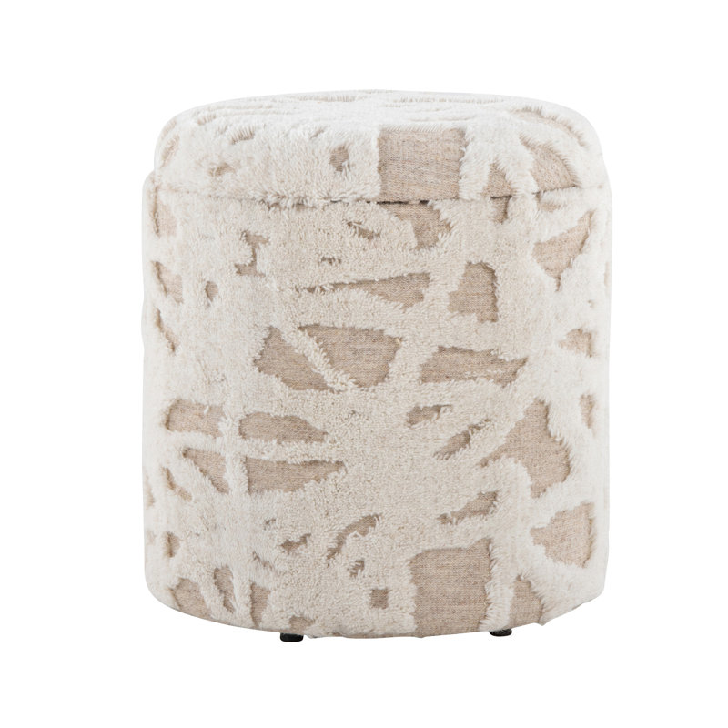 Laine beige 18 po avec style texturé à poils longs, couvercle amovible pour le rangement, limite de poids de 250 lb, rangement polyvalent 18 po sans assemblage, couvercle, capacité, utilisation à l'intérieur