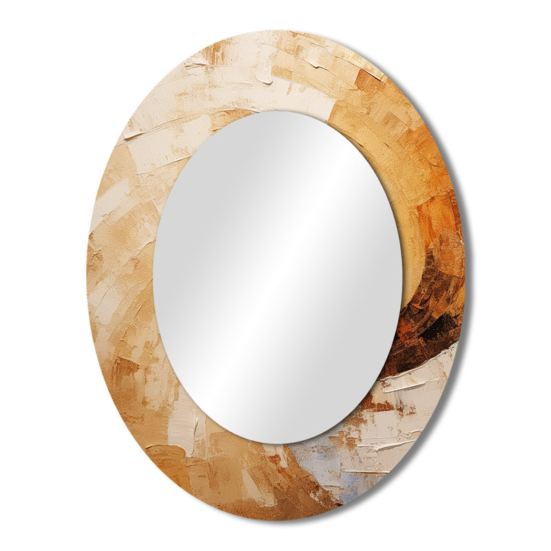 Beige Spiral Poteries - Miroir mural ovale beige, 43 po x 33 po
