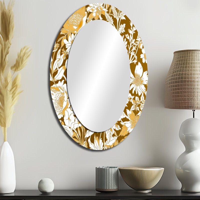 Miroir mural floral blanc, 36 po x 24 po