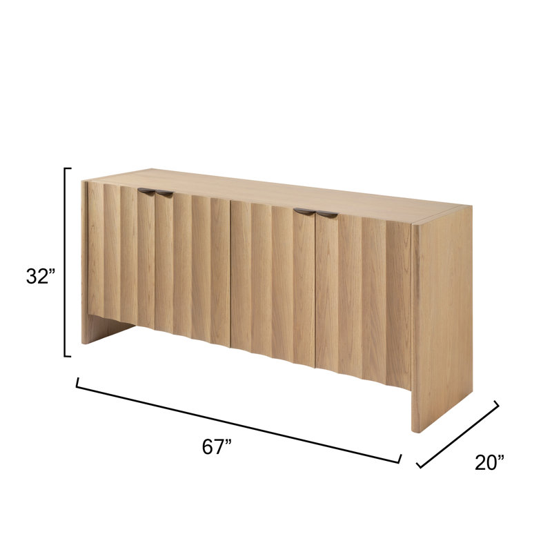Finley Solid Wood Storage Cabinet, Natural Pale Oak