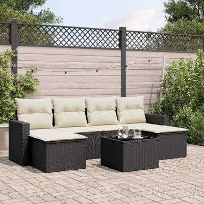 Ensemble de canapé de jardin Vidaxl noir, blanc crème