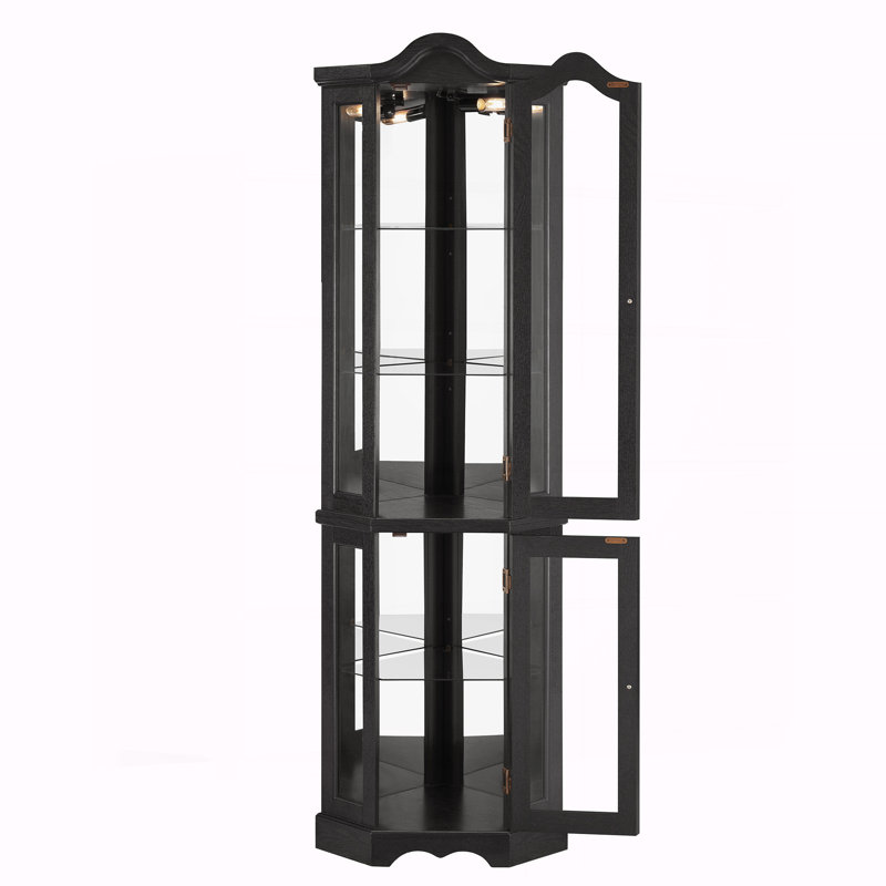 Vitrine lumineuse en verre Curio Cabinet, Noir