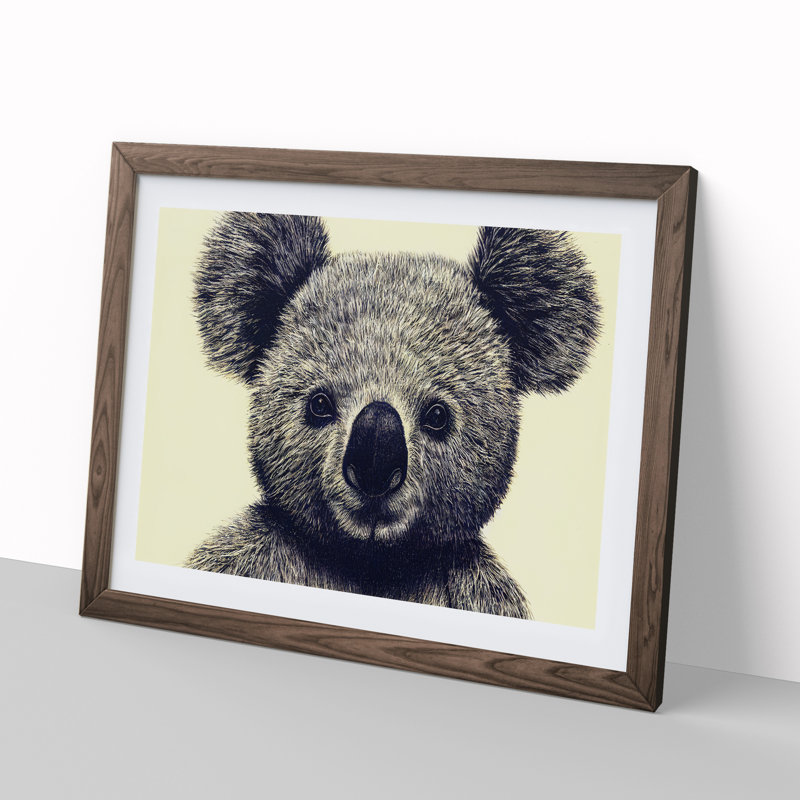 Flawless Koala Bear - Single Picture Frame Print, 25cm H x 34cm W x 2cm D, Walnut