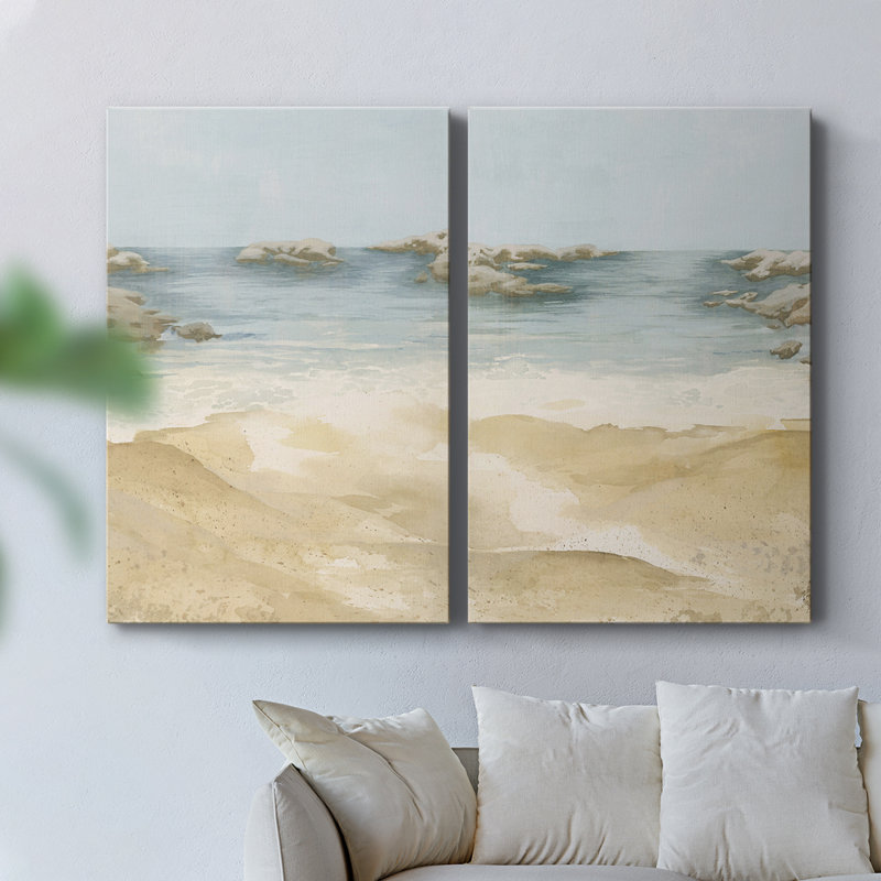Tranquil Beach I - Toile tendue avec châssis de qualité supérieure - Prêt à accrocher, H 27 po x l 36 po