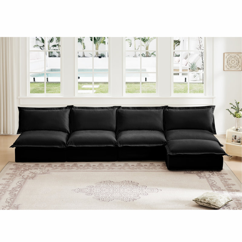 Canapé modulaire sans accoudoirs avec repose-pieds amovible, canapé modulaire pour le salon