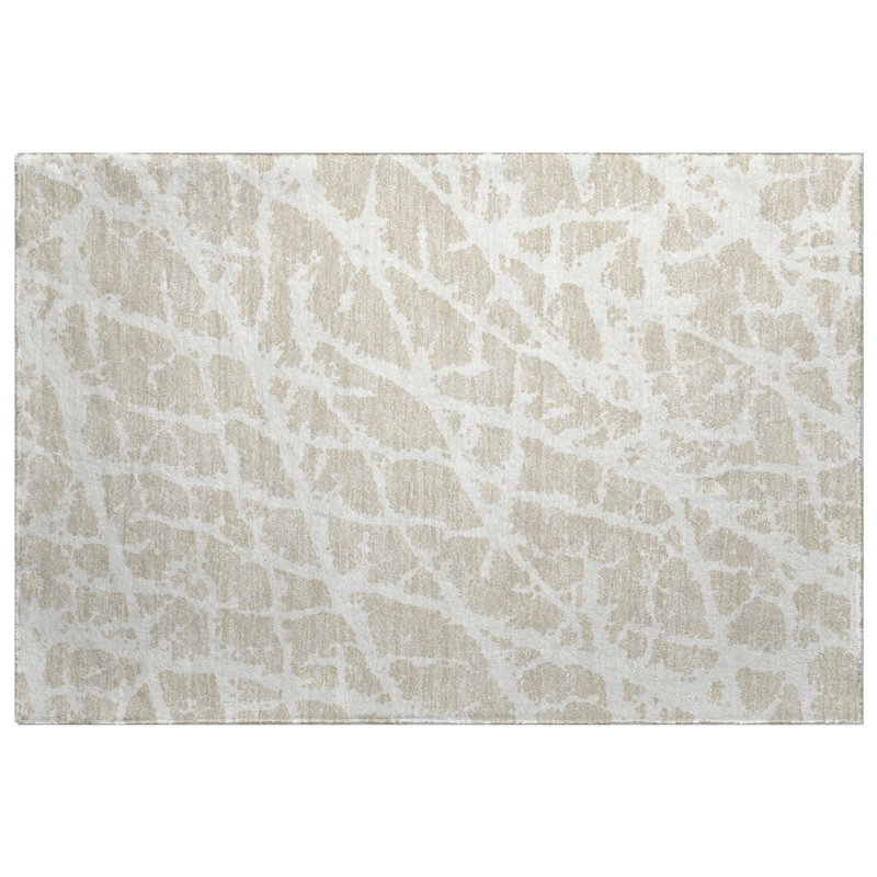 Premium Machine Washable Dream Shag ADS501 Crackle Rug, Beige, 1'8" x 2'6"
