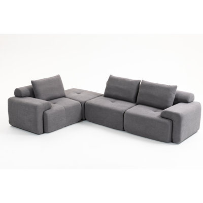 Lit convertible gris - canapé modulaire en forme de L avec tissu en velours côtelé, mousse à mémoire de forme et structure en acier pour les maisons en mousse, lit, gris, idéal petits appartements