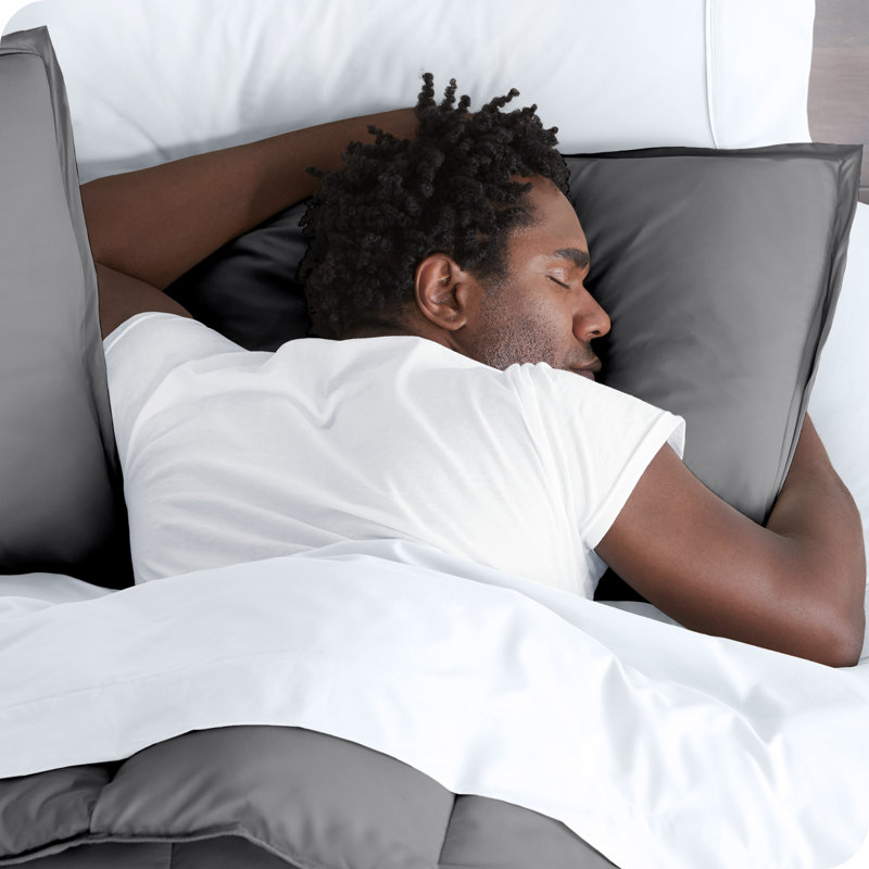 Oversized Queen Gray and White Microfiber Duvet Cover Set