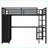Twin XL Metal Loft Bed Frame with Wardrobe, Desk &amp; Storage Shelves - Black for Small Spaces