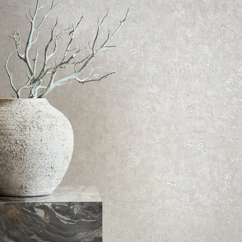 Kumano Textured Plaster Wallpaper Roll, Gray