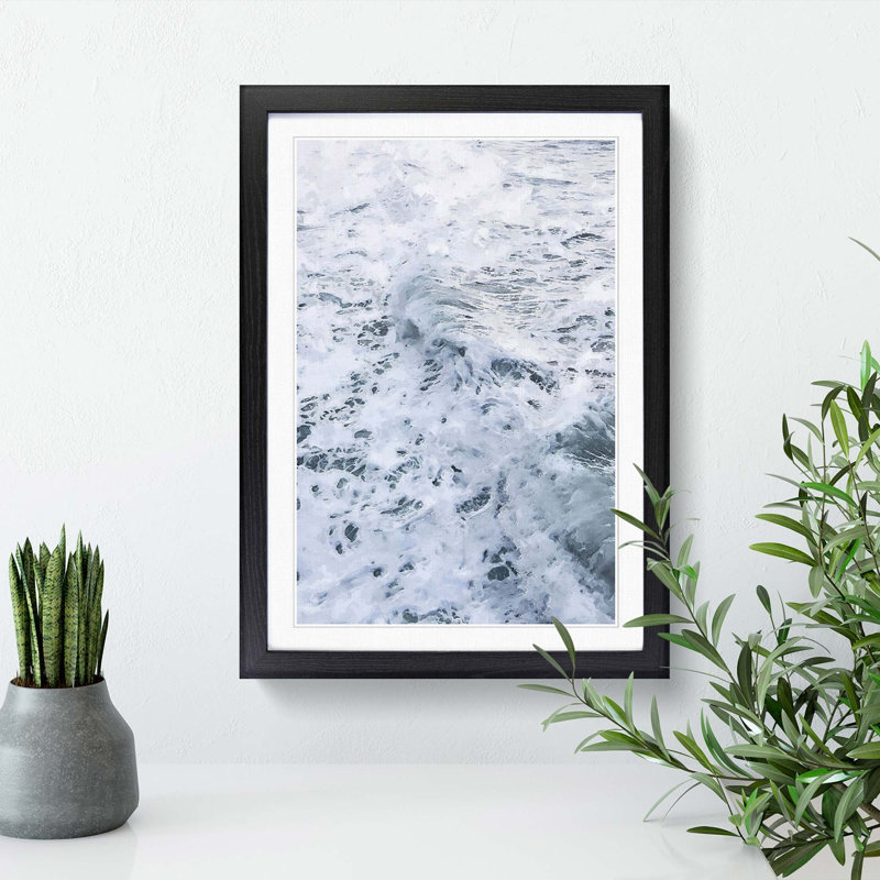 Waves in White - Framed Print, 76cm H x 50cm W x 2cm D, Black
