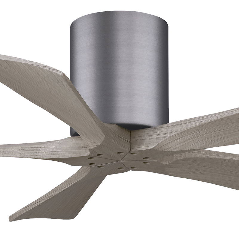 60" Irene 5-Blade Hugger Ceiling Fan with Wall Remote, 42", Polished Chrome, Gray Ash