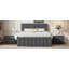 Lit plateforme double tapissier avec lit gigogne simple et 3 tiroirs, tissu en lin, gris