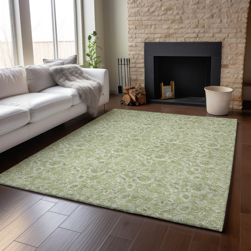 Premium Machine Washable Prisco Aloe Rug, Rectangle 10' x 14'