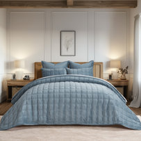 Double Box Stitch Velvet Quilt set