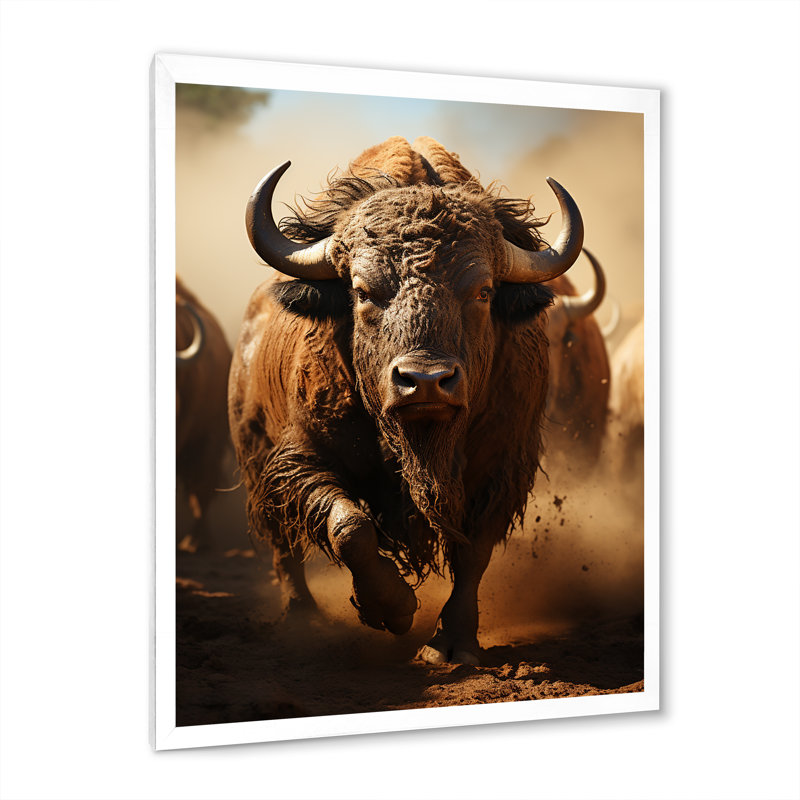 Kembre Native Art Buffalo Thunder - impression, Cadre photo blanc, H 40 po x l 30 po x P 1,5 po