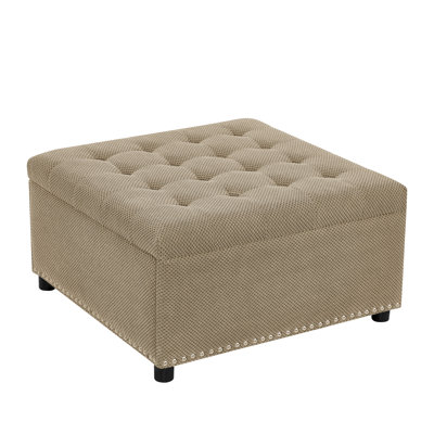 Ottoman with Storage, Upholstered Button-Tufted Bench, Square Storage Ottoman Footrest, Footstools, for Living Rooms, Bedrooms, Corners, Dorms, and Apartments